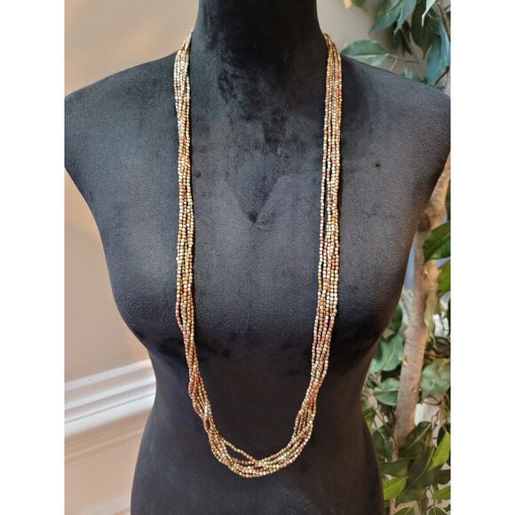 Women's Multicolor Beaded Layered Necklace With Lobster Clasp Lightweight - Picture 2 of 7